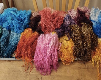 Hand Dyed Teeswater Cross Locks- spinning felting, weaving