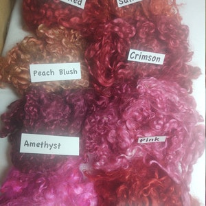 Hand dyed mohair locks-spinning felting
