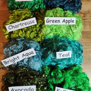 Hand dyed mohair locks-spinning felting weaving doll hair