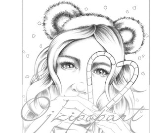 Face Carousel 9. Printable coloring page for adults. 2 pdf files: dark and bright version.