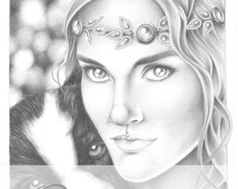 Grayscale Slavic Beauty 1. Printable coloring page for adults. 2 pdf files: dark and bright version.
