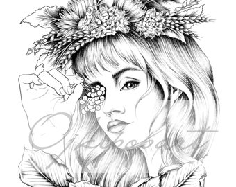 Face Carousel 21. Printable coloring page for adults. 2 pdf files: dark and bright version.