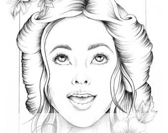 Slavic Beauty 7. Printable coloring page for adults. 2 pdf files: black and grey version.