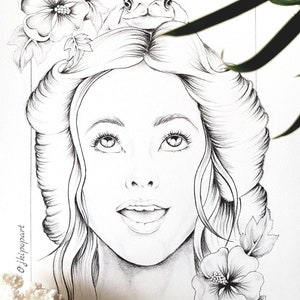 Slavic Beauty 7. Printable coloring page for adults. 2 pdf files: black and grey version. image 3