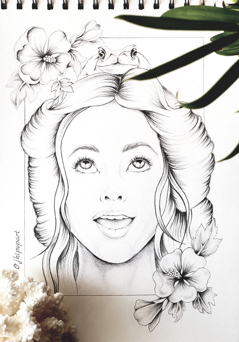 Slavic Beauty 7. Printable coloring page for adults. 2 pdf files: black and grey version. image 3