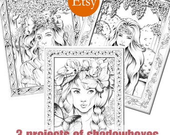 Printable coloring shadowbox set of 3 projects (Gold duck, Hmmm, Haymaking) Slavic Beauties Ojkipopart. Krystyna Nowak + Extra coloring page