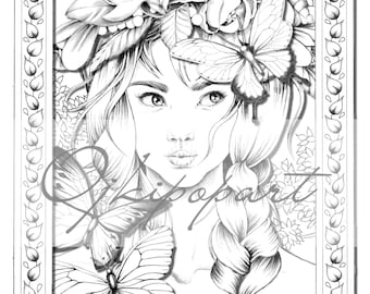 Printable coloring shadowbox set Hmmm. Slavic Beauties. Ojkipopart. Krystyna Nowak + Extra coloring page