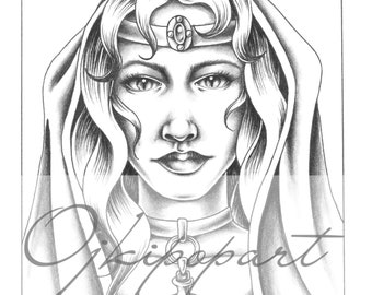 Face Carousel 6. Printable coloring page for adults. 2 pdf files: dark and bright version.