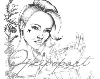 Face Carousel 8. Printable coloring page for adults. 2 pdf files: dark and bright version.