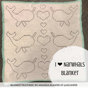 Crochet Narwhal Blanket Pattern I Heart Narwhals Blanket Unicorns of the Sea image 3