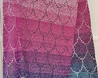 Siren Song Shawl | Filet Crochet Shawl | Filet Crochet Pattern | Shawl Crochet Pattern | Filet Shawl | Mermaid | Dragon Scales