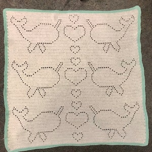 Crochet Narwhal Blanket Pattern I Heart Narwhals Blanket Unicorns of the Sea image 5