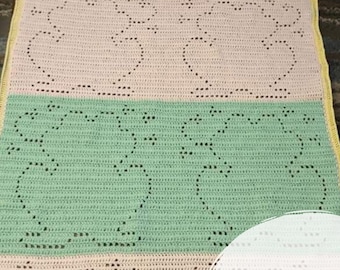 At the Pond Blanket | Filet Crochet Blanket Pattern | Baby Blanket Crochet Pattern | Filet Blanket | Filet Crochet Pattern | Frogs | Animals
