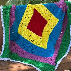 Crochet Hearts Baby Blanket Pattern| Crochet Hearts Granny Square Blanket Pattern| Rainbow Hearts Blanket | Love Squared Blanket Pattern