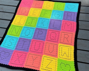 Crochet Alphabet Baby Blanket Pattern