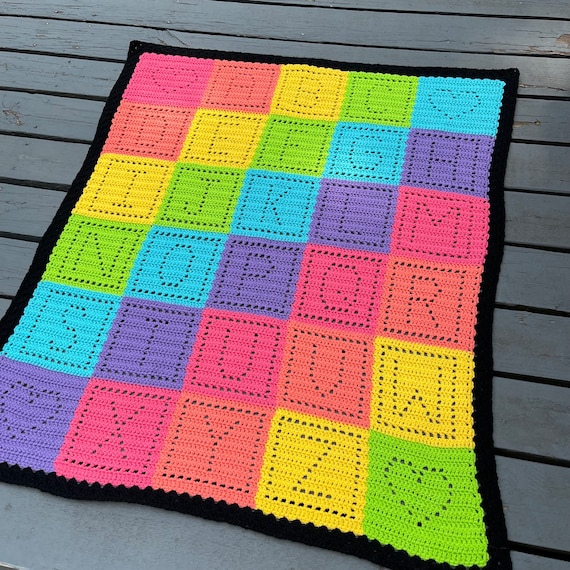 Baby ABC Blanket Crochet Alphabet Blanket Pattern Etsy Canada