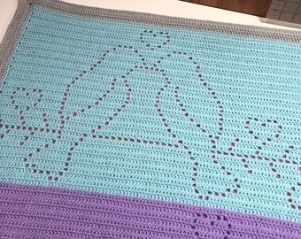 Crochet Love Birds Blanket | Crochet Bird Blanket | Love Birds Baby Blanket