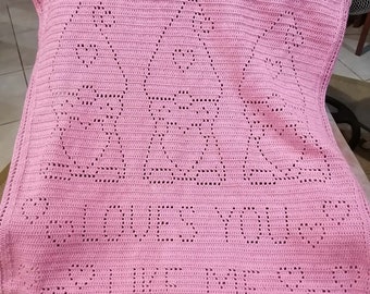 Crochet Valentine Gnomes Blanket | Gnome Filet Crochet Blanket Pattern