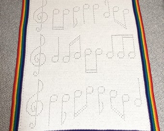 Crochet Music Baby Blanket | The Beethoven Blanket | Music Notes Blanket