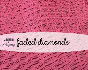 Crochet Faded Diamonds Blanket | Diamond motif filet crochet | diamonds crochet baby blanket pattern