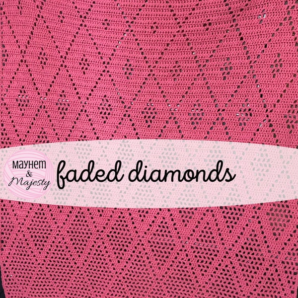 Crochet Faded Diamonds Blanket | Diamond motif filet crochet | diamonds crochet baby blanket pattern