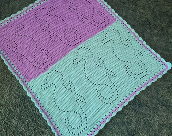 Seahorse Blanket | Filet Crochet Blanket Pattern | Baby Blanket Crochet Pattern | Filet Blanket | Filet Crochet Pattern | Seahorse | Animals