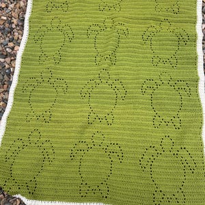 Filet Crochet Sea Turtle Baby Blanket Crochet Pattern | Just Keep Swimming Blanket | Crochet Blanket, Filet Crochet, Crochet Baby Blanket