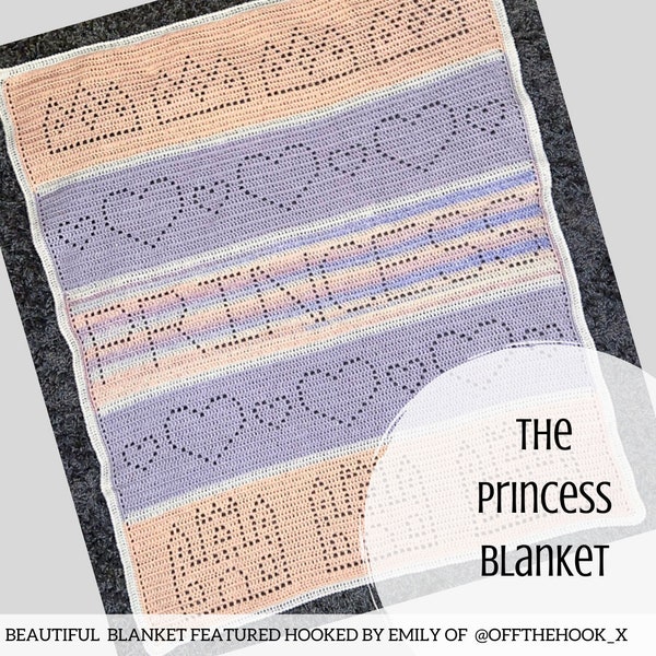Crochet Princess Blanket Pattern | Princess Baby BlanketCrochet Blanket, Filet Crochet, Crochet Baby Blanket, Crochet Baby Gift