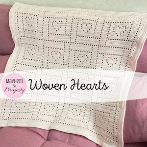 Crochet Woven Hearts Blanket | Hearts Baby Blanket Pattern