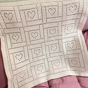 Crochet Hearts Baby Blanket Pattern| Hearts Baby Blanket Crochet Pattern | Woven Heart Blanket
