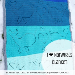 Crochet Narwhal Blanket Pattern I Heart Narwhals Blanket Unicorns of the Sea image 4