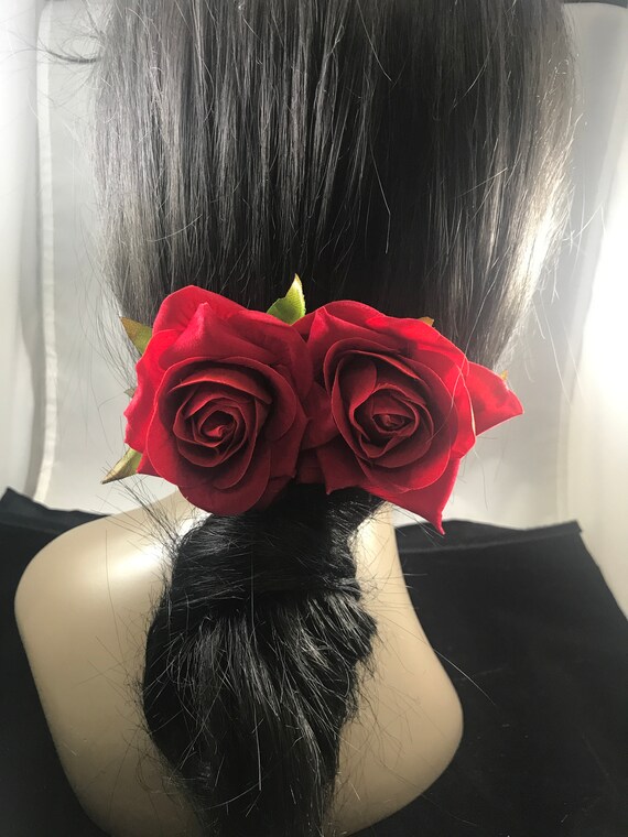 red rose hair clip wedding