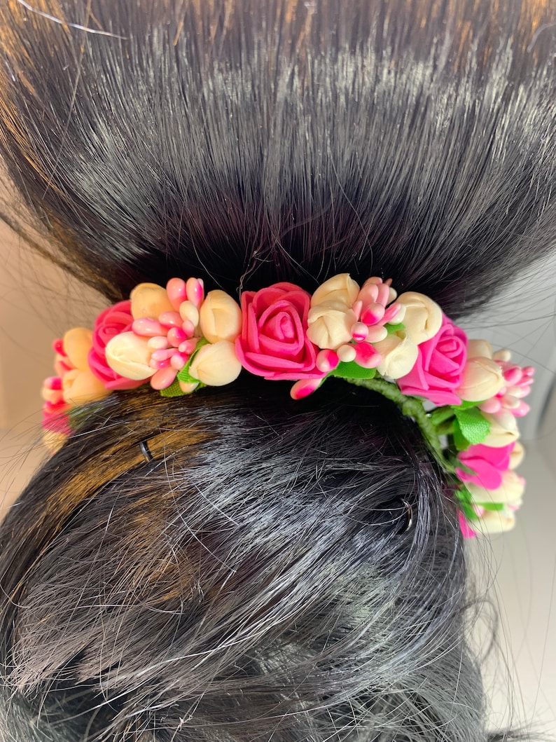 hair accessories tiara , beach wedding , flower gajra, hair bun, juda,  indian dance, wedding hair,flower accessories for women & girls,bride