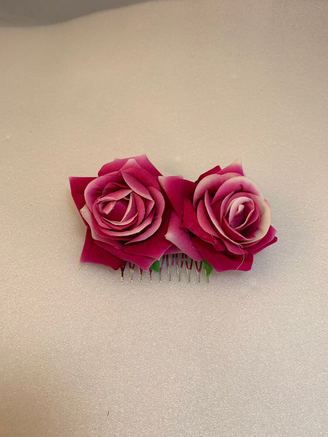 Pink Rose Hair Comb Clip Flower Hair Accessories Tiara Bride Etsy