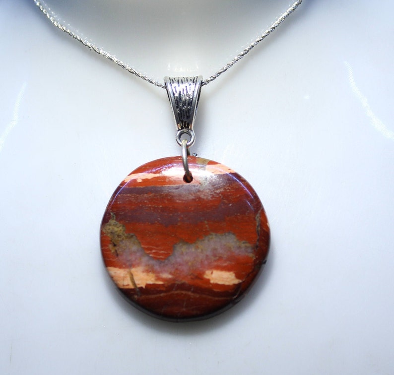 Natural Gemstone Snake Skin Jasper Round Cabochon Pendant Weight 60 Ct
