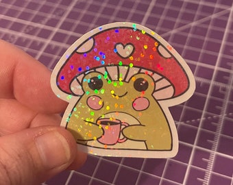 Cute Frog Sticker , Holographic Frog Sticker , Froggo Sticker , Frog Sticker Cute , Aesthetic Stickers , Mushroom Stickers , Froggy Stickers