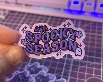 Pegatina holográfica de temporada espeluznante, pegatina de temporada espeluznante, pegatina espeluznante, pegatinas de Halloween, pegatina de fantasma, pegatina de fantasma linda