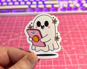 Bookish Girlie Ghost Sticker , Book Ghost Sticker , Ghost Sticker , Bookish Sticker , Book Sticker , Book Club Sticker , Cute Ghost Sticker