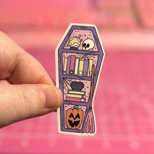 Spooky Witch Bookshelf Sticker , Spooky Sticker , Coffin Sticker , Witchy Sticker , Bookish Sticker , Book Club Sticker , Book Club Sticker