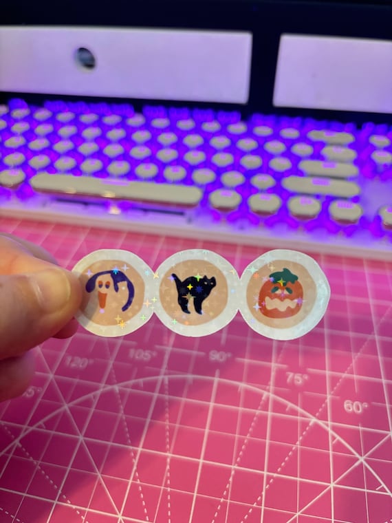Holographic Halloween Sugar Cookie Sticker , Halloween Cookie Sticker , Halloween Sticker , Ghost Sticker , Holographic Sticker