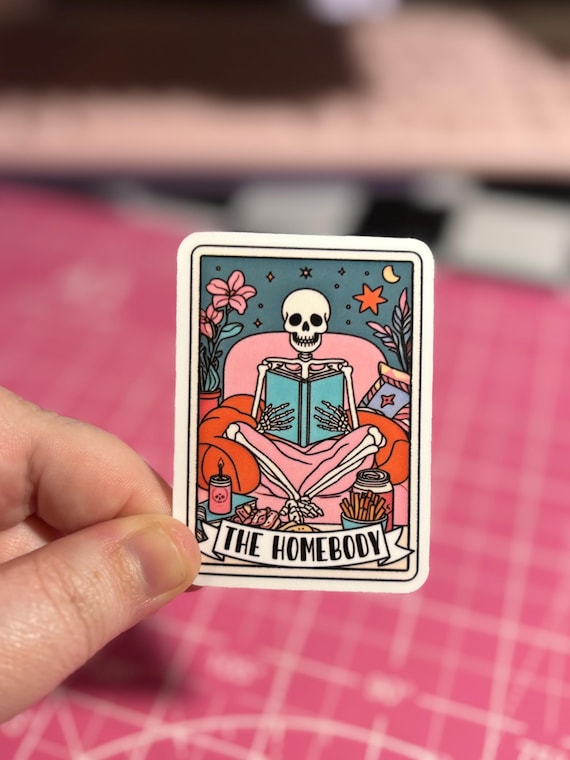 The Homebody Tarot Card Sticker , Introvert Sticker , Anxiety Sticker , Anti Social Sticker , Mental Health Sticker , Cozy Sticker , Tarot
