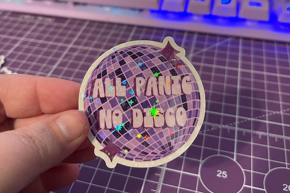 Holographic All Panic No Disco Sticker ,  All Panic No Disco Sticker , Panic at the Disco Sticker , Emo Stickers , Anxiety Sticker
