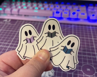 Book Ghost Sticker , Cute Ghost Sticker , Spooky Sticker , Book Sticker , Bookish Sticker , Bookish Ghost Sticker , Halloween Sticker