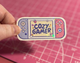 Cozy Gamer Sticker , Holographic Cozy Gamer Sticker , Kawaii Sticker , Aesthetic Stickers , Gamer Stickers , Cozy Vibes Sticker , Gamer Gift