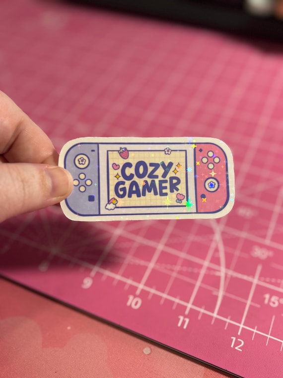 Cozy Gamer Sticker , Holographic Cozy Gamer Sticker , Kawaii Sticker , Aesthetic Stickers , Gamer Stickers , Cozy Vibes Sticker , Gamer Gift
