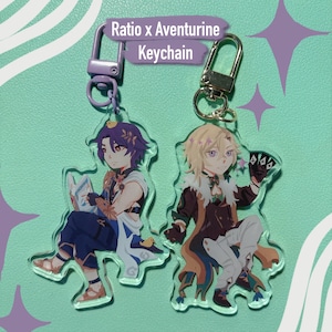 Dr. Ratio & Aventurine Keychain Honkai Star rail Ratiorine Matching Keychain
