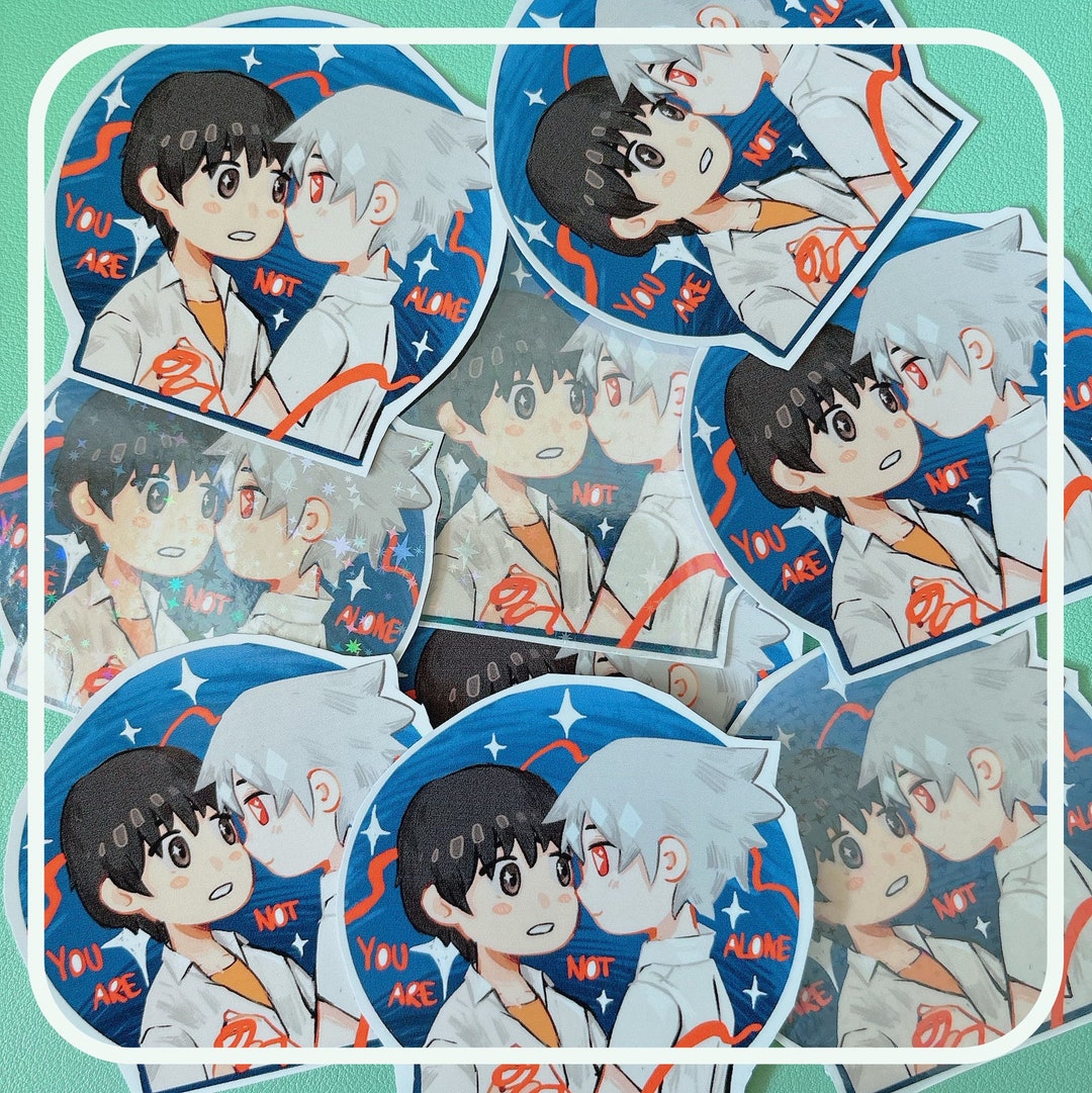 Shinji Sticker Evangelion Kawoshin Shinji X Kaworu You Are Not Alone Vinyl Sticker ...