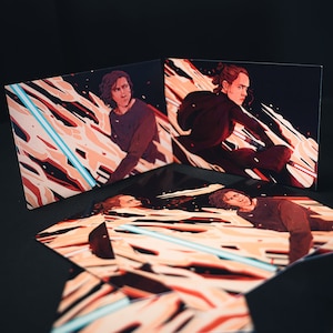 Mini impression artistique de carte postale sombre Rey Ben Solo