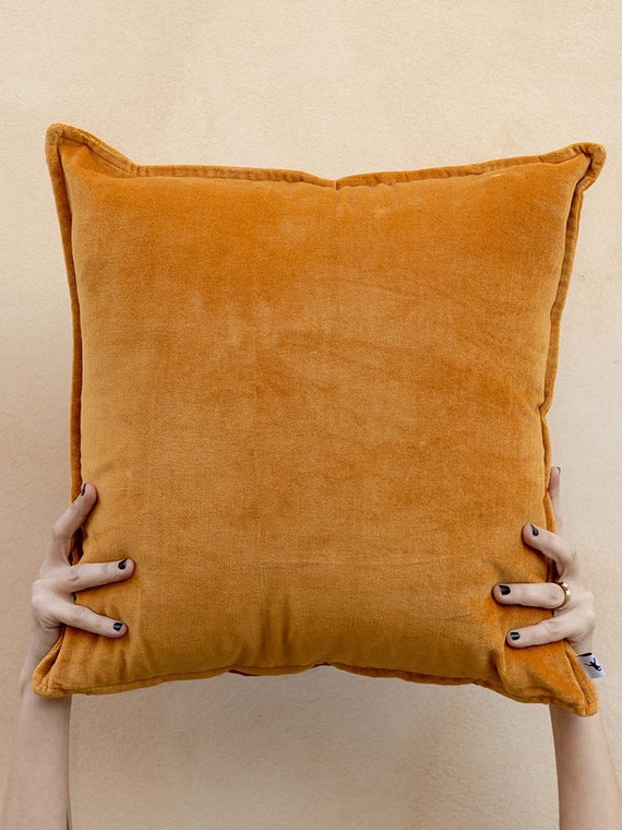 Velvet Design Pillow Plain Mustard Decor Pillow Decorative Etsy