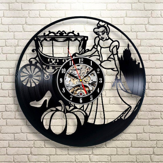 Cinderella Disney Wall Clock Large Vinyl Clock Gift For Kids Etsy
